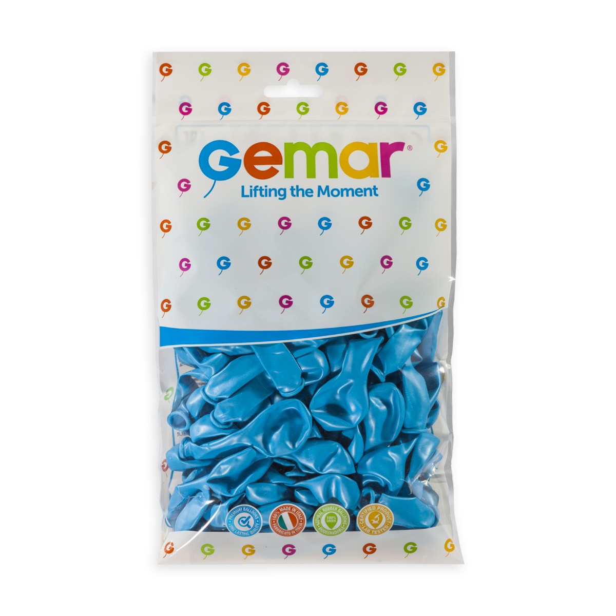 Gemar 5" Metallic Light Blue #035 AM50 50pcs Round Balloon — Italian store pack original 1200px
