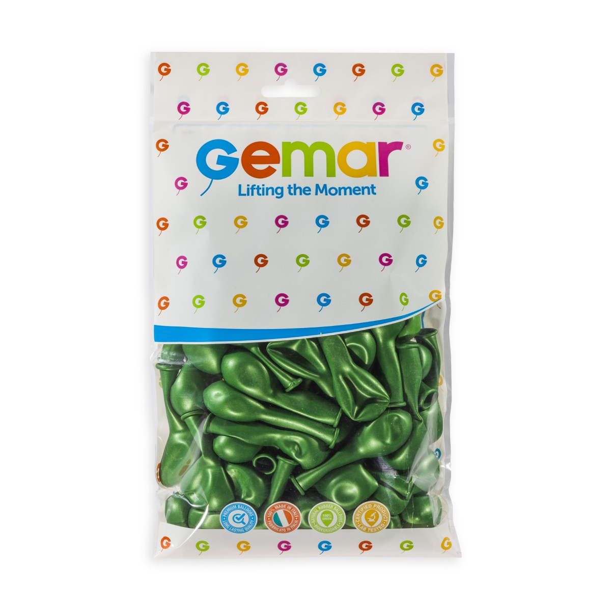 Gemar 5" Metallic Green #037 AM50 50pcs Round Balloon — Italian store pack original 1200px