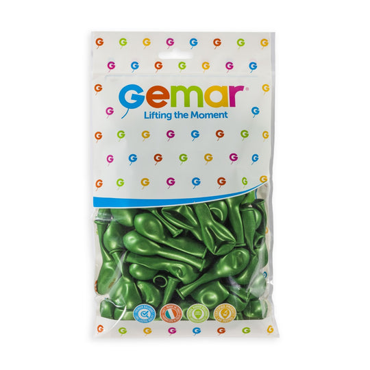 Gemar 5" Metallic Green #037 AM50 50pcs Round Balloon — Italian store pack original 1200px