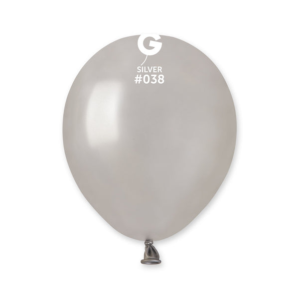 Gemar 5" Metallic Silver #038 AM50 50pcs Round Balloon — Italian store beauty original 1200px