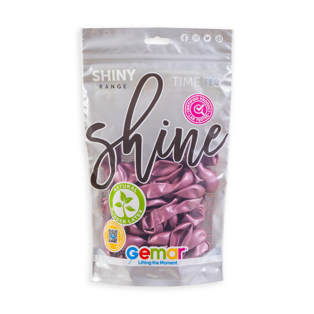 Gemar 5" Shiny Pink #091 AB50 50pcs Round Balloon — Italian store pack original 1200px