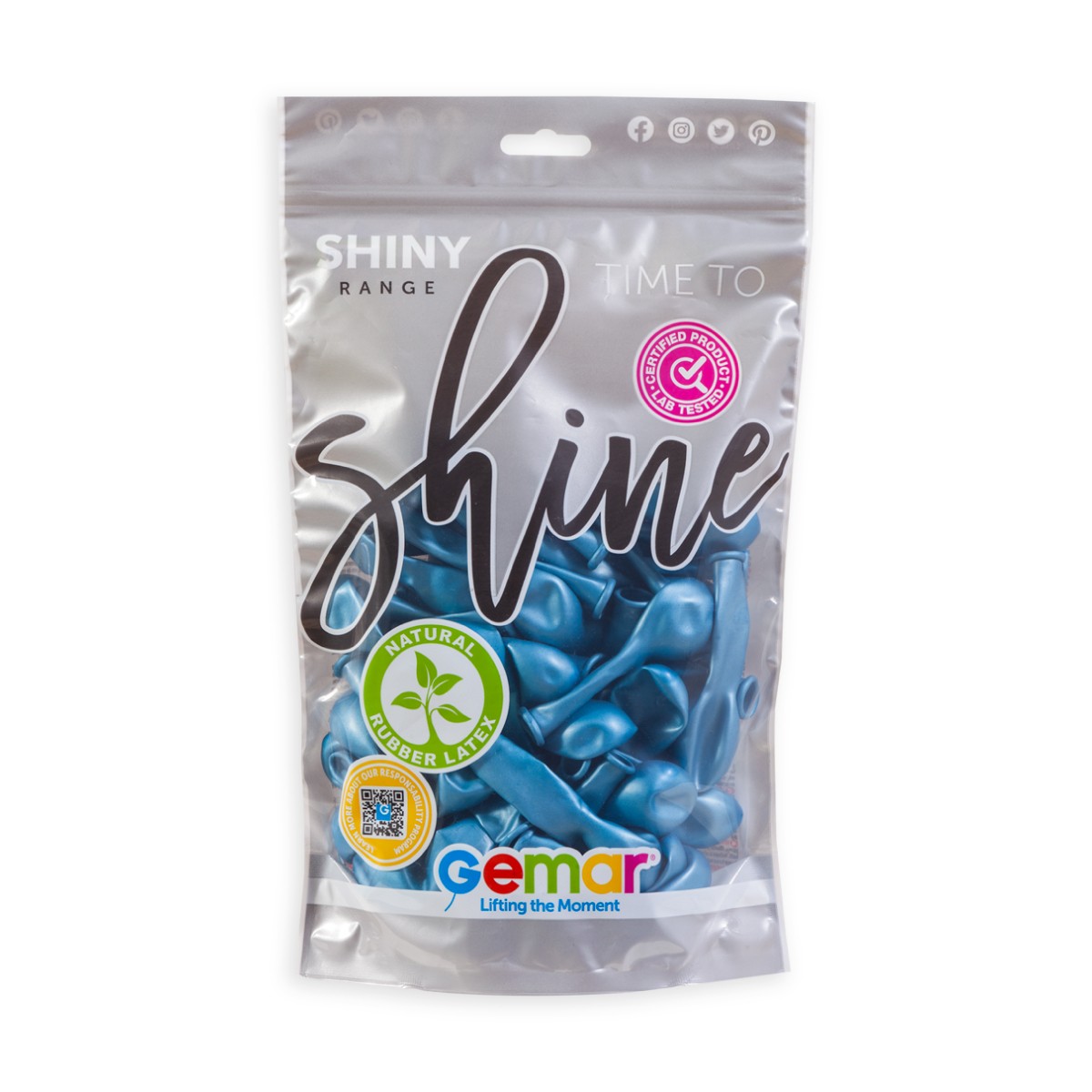 Gemar 5" Shiny Blue #092 AB50 50pcs Round Balloon — Italian store pack original 1200px