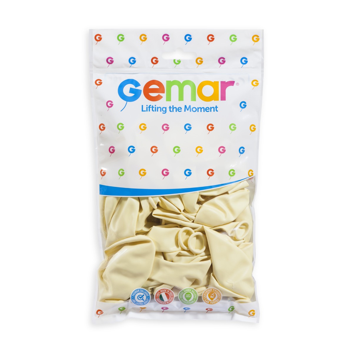 Gemar 13" Ivory #059 G120 50pcs Round Balloon — Italian store pack original 1200px