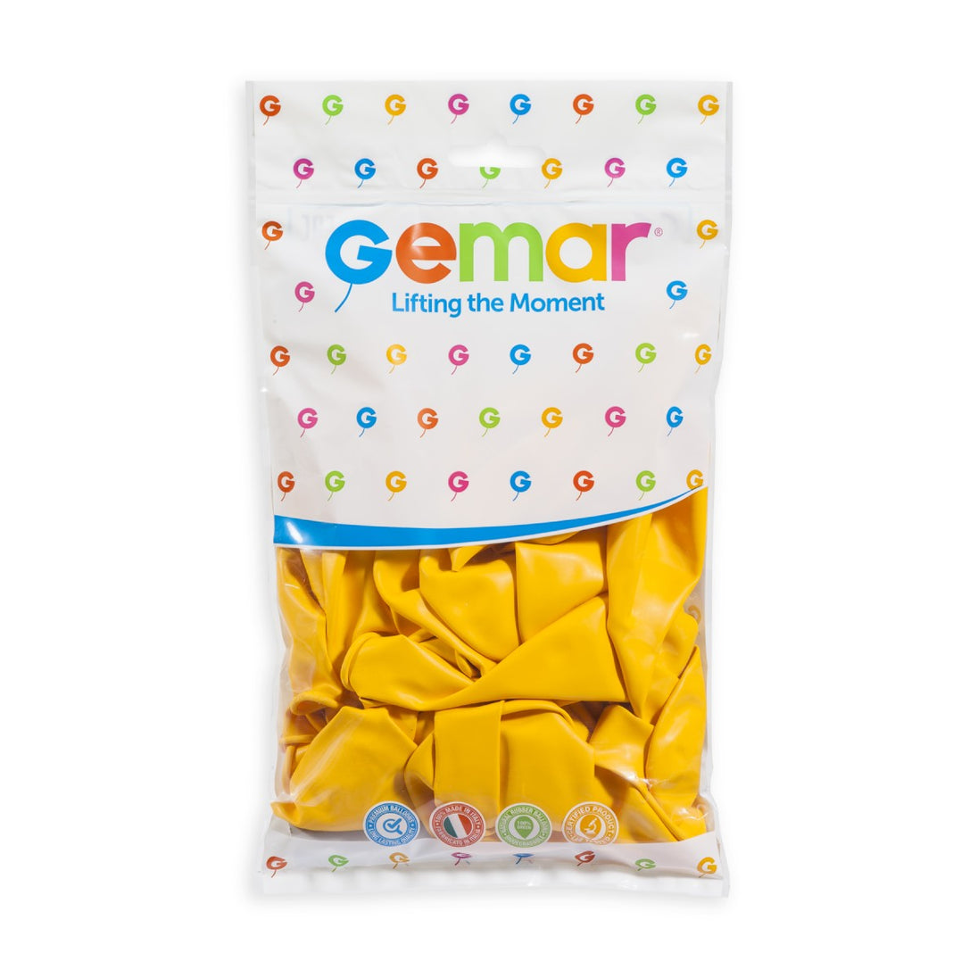Gemar 13" Yellow #003 G120 50pcs Round Balloon — Italian store pack original 1200px