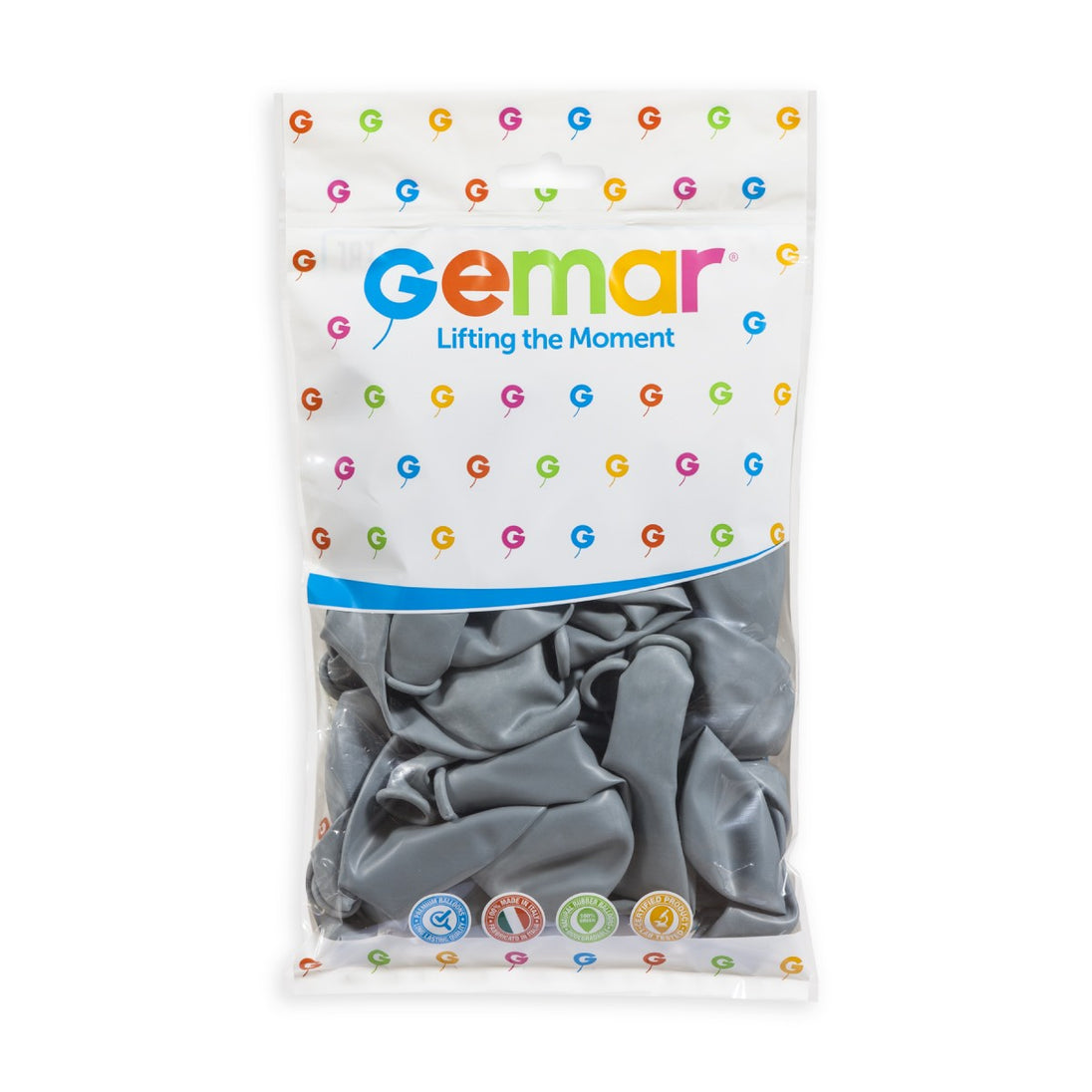 Gemar 13" Grey #070 G120 50pcs Round Balloon — Italian store pack original 1200px