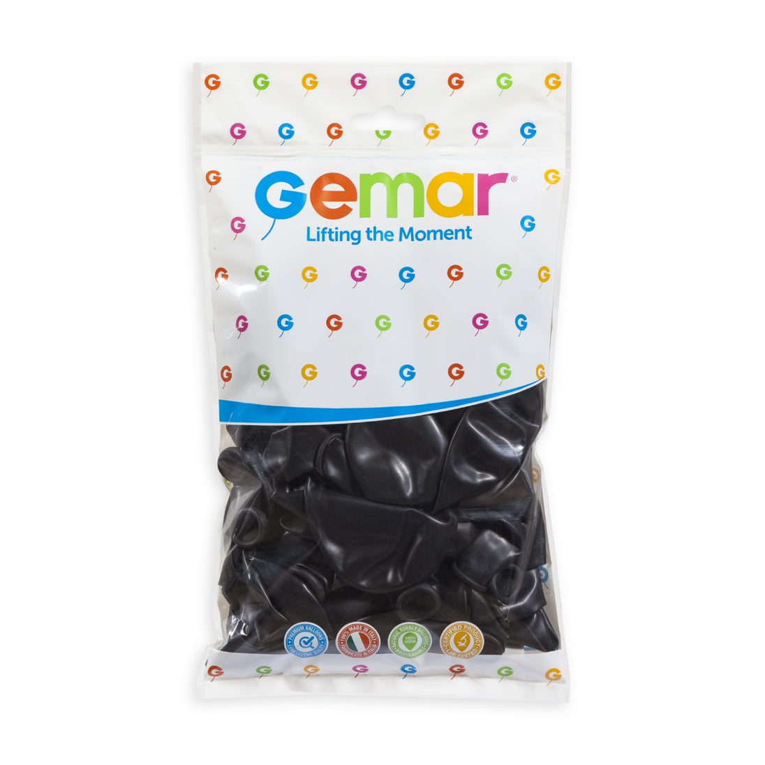 Gemar 13" Black #014 G120 50pcs Round Balloon — Italian store pack original 1200px