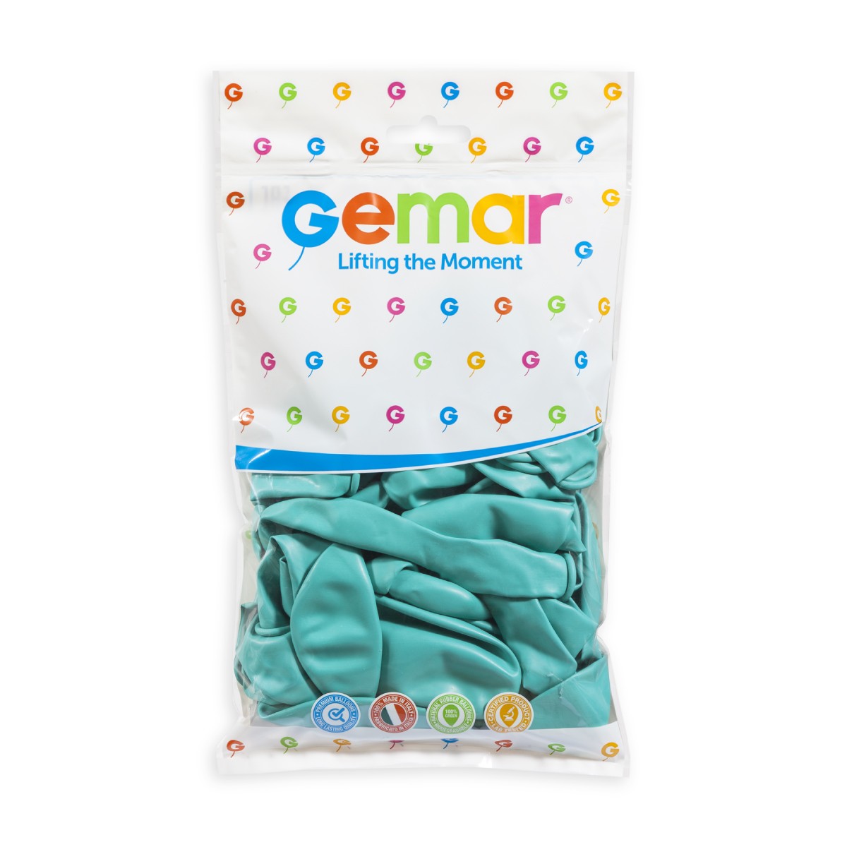 Gemar 13" Aquamarine #050 G120 50pcs Round Balloon — Italian store pack original 1200px