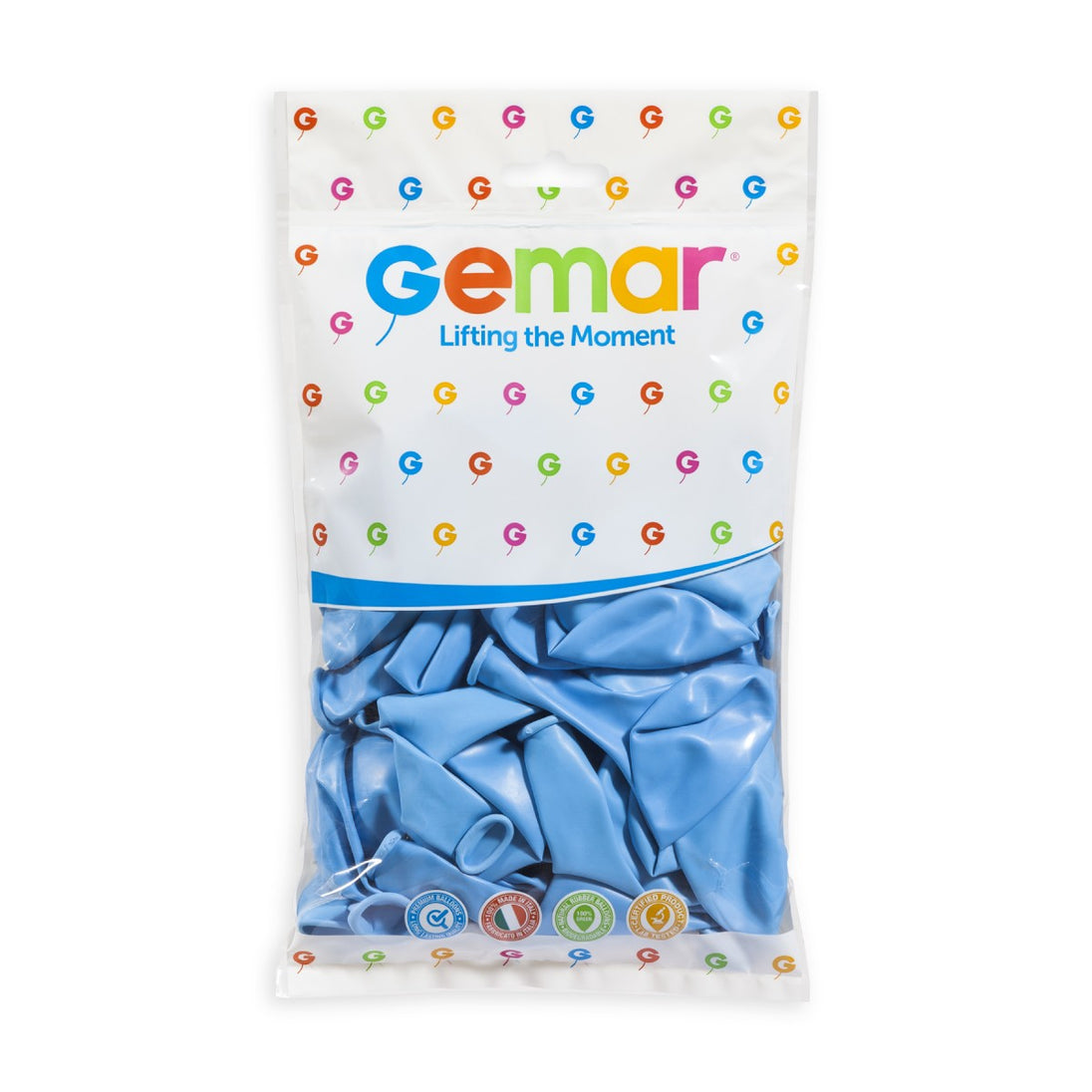 Gemar 13" Baby Blue #072 G120 50pcs Round Balloon — Italian store pack original 1200px