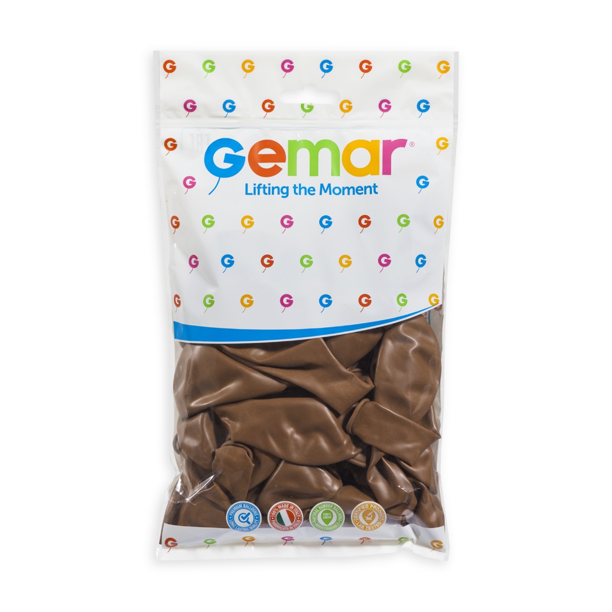 Gemar 13" Mocha #076 G120 50pcs Round Balloon — Italian store pack original 1200px