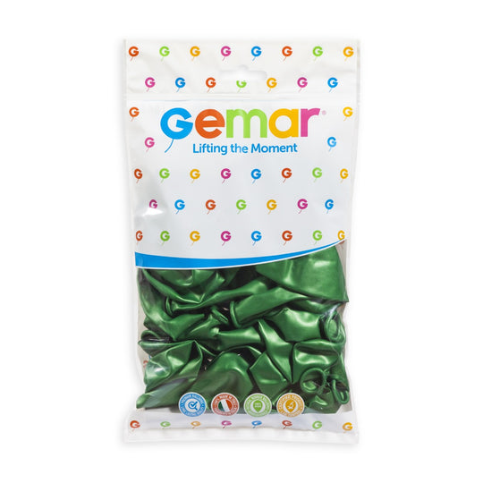 Gemar 13" Metallic Green #037 GM120 50pcs Round Balloon — Italian store pack original 1200px