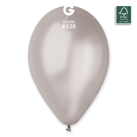 Gemar 13" Metallic Silver #038 GM120 50pcs Round Balloon — Italian store beauty original 1200px