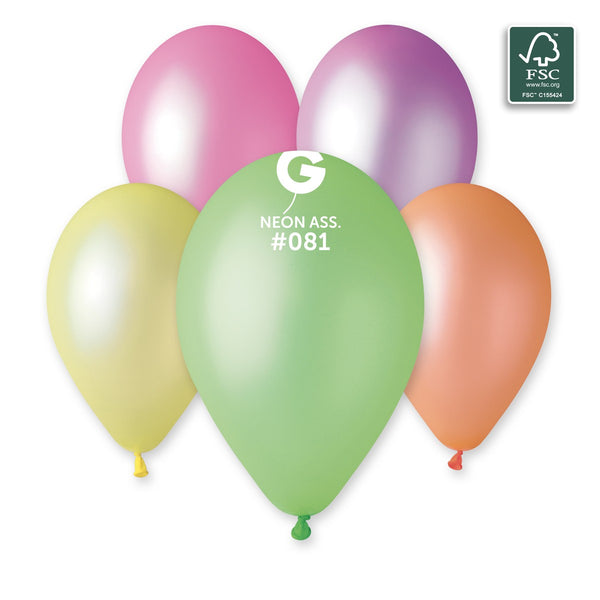 Gemar 13" Neon Assorted #081 GF120 50pcs Round Balloon — Italian store beauty original 1200px