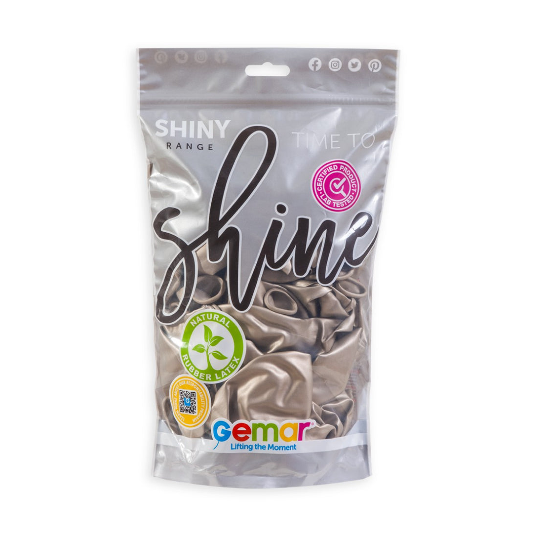 Gemar 13" Shiny Prosecco #085 GB120 50pcs Round Balloon — Italian store pack original 1200px