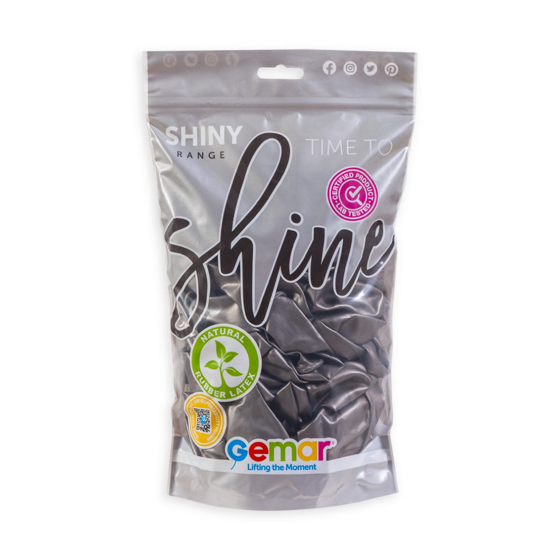 Gemar 13" Shiny Space Grey #090 GB120 50pcs Round Balloon — Italian store pack original 1200px