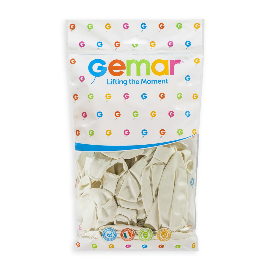 Gemar 19" White #001 G19 25pcs Round Balloon — Italian store pack original 1200px