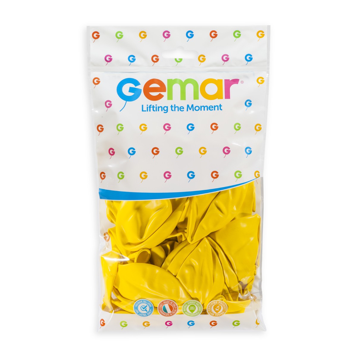Gemar 19" Yellow #002 G19 25pcs Round Balloon — Italian store pack original 1200px