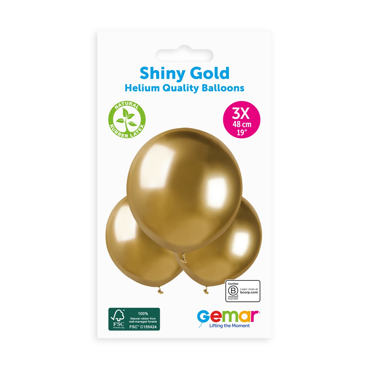 Gemar 19" Shiny Gold #088 GB150 3 3pcs Round Balloon — Italian store pack original 1200px