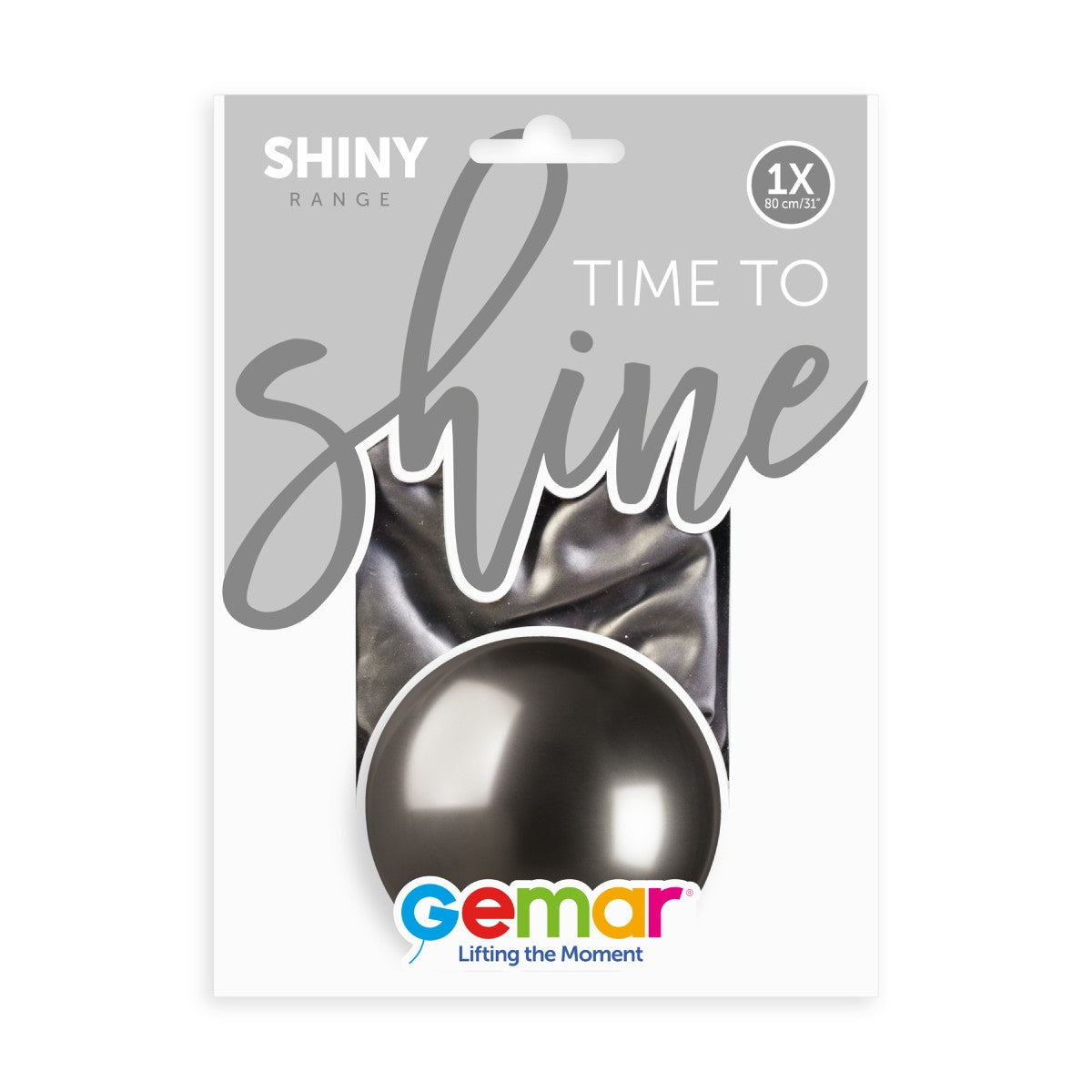 Gemar 31" Shiny Space Grey #090 GB30 1pc Round Balloon — Italian store pack original 1200px