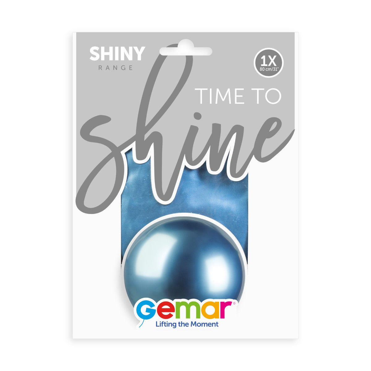 Gemar 31" Shiny Blue #092 GB30 1pc Round Balloon — Italian store pack original 1200px