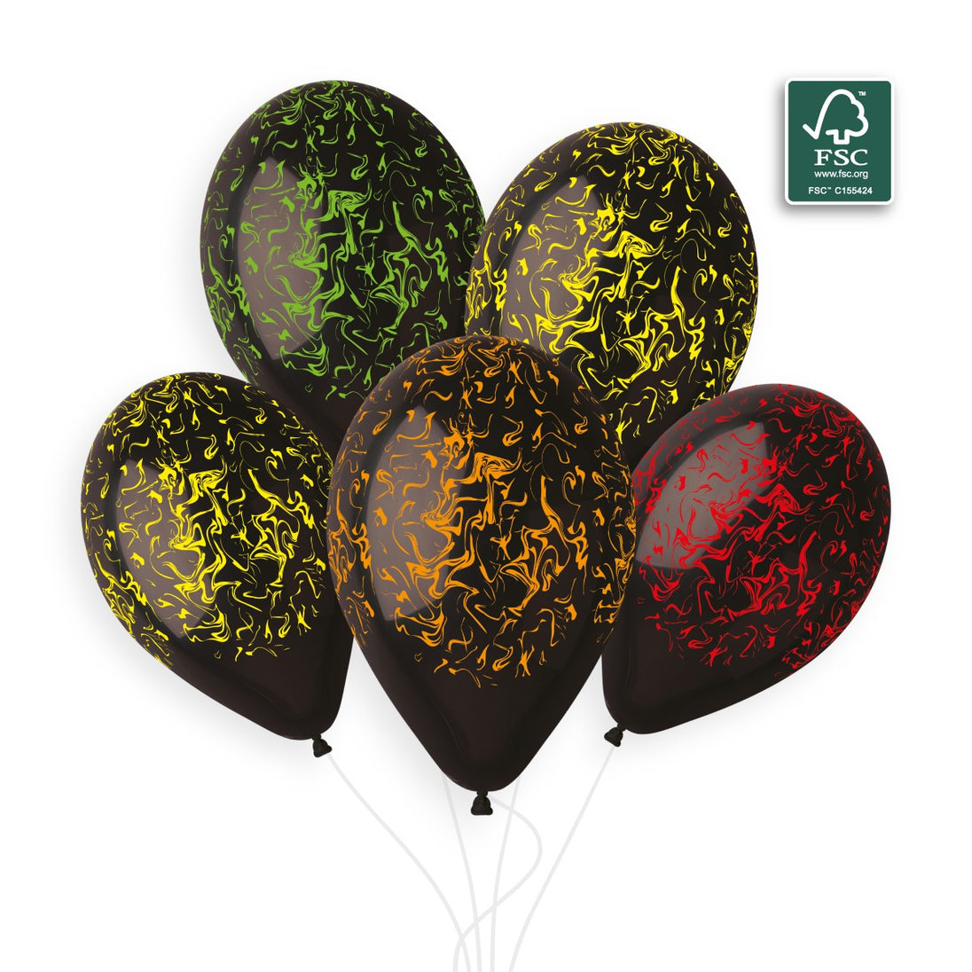Gemar 13" Black / Neon Marble #1255 GS120 50pcs Round Balloon — Italian store beauty original 1200px