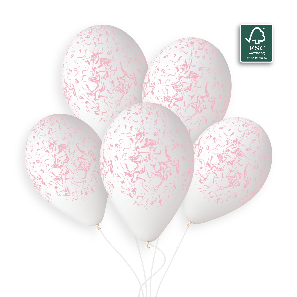 Gemar 13" White / Pink Marble #1255 GS120 50pcs Round Balloon — Italian store beauty original 1200px