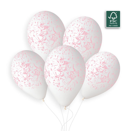 Gemar 13" White / Pink Marble #1255 GS120 50pcs Round Balloon — Italian store beauty original 1200px