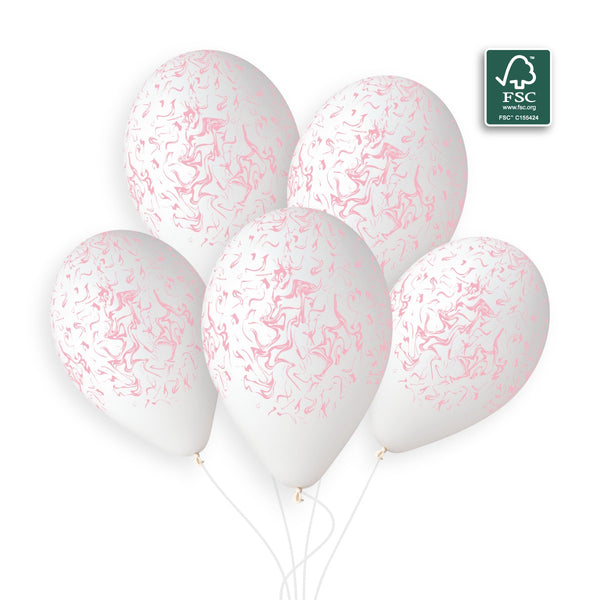 Gemar 13" White / Pink Marble #1255 GS120 50pcs Round Balloon — Italian store beauty original 1200px