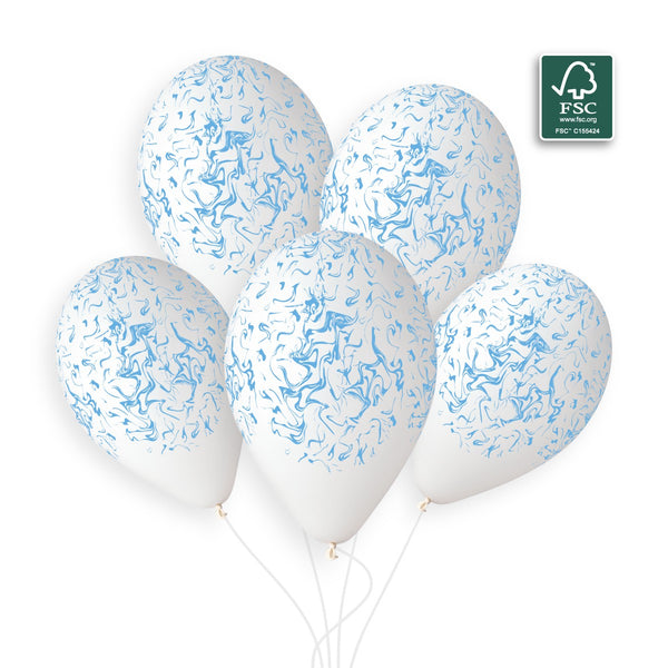Gemar 13" White / Blue Marble #1255 GS120 50pcs Round Balloon — Italian store beauty original 1200px