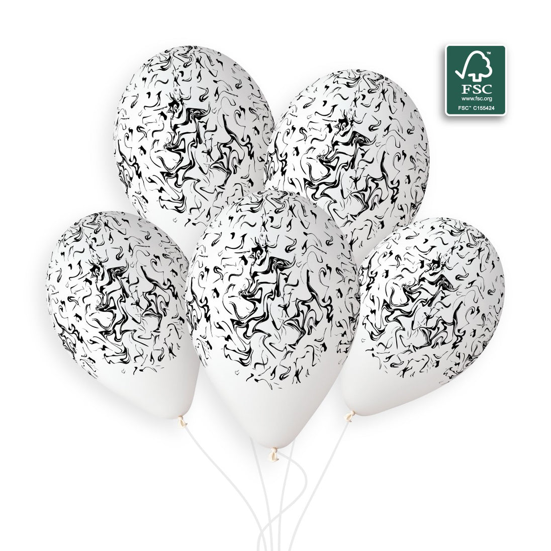 Gemar 13" White / Black Marble #1255 GS120 50pcs Round Balloon — Italian store beauty original 1200px