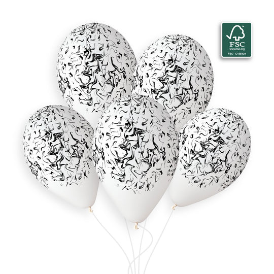 Gemar 13" White / Black Marble #1255 GS120 50pcs Round Balloon — Italian store beauty original 1200px