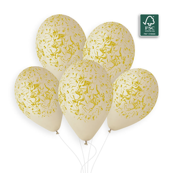 Gemar 13" Latte / Gold Marble #1255 GS120 50pcs Round Balloon — Italian store beauty original 1200px