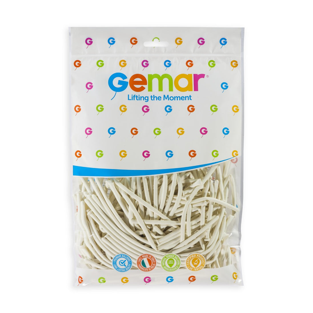 Gemar 1" White #001 D2 100pcs Modelling Balloons — Italian store pack original 1200px
