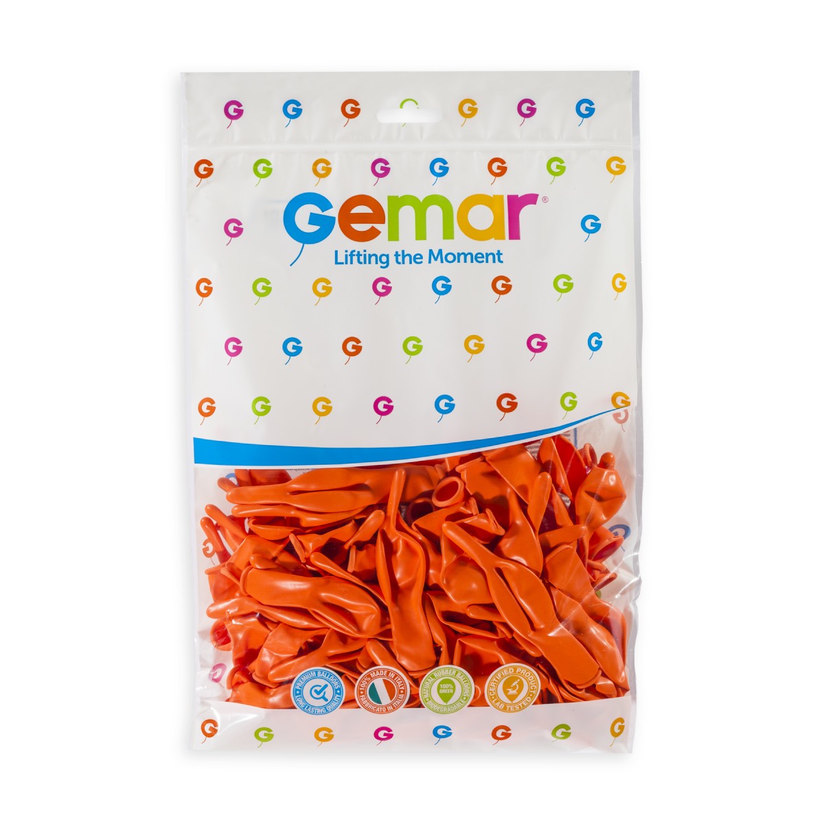 Gemar 6" Orange #004 GL6 100pcs Link Balloons — Italian store pack original 1200px