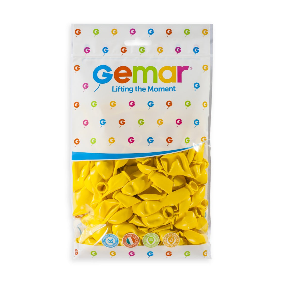 Gemar 5" Yellow #002 A50 50pcs Round Balloon — Italian store pack original 1200px