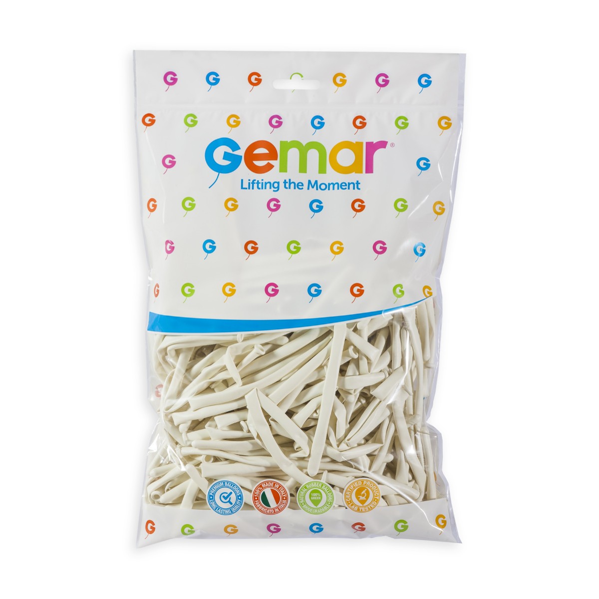 Gemar 2" White #001 D4 100pcs Modelling Balloons — Italian store pack original 1200px