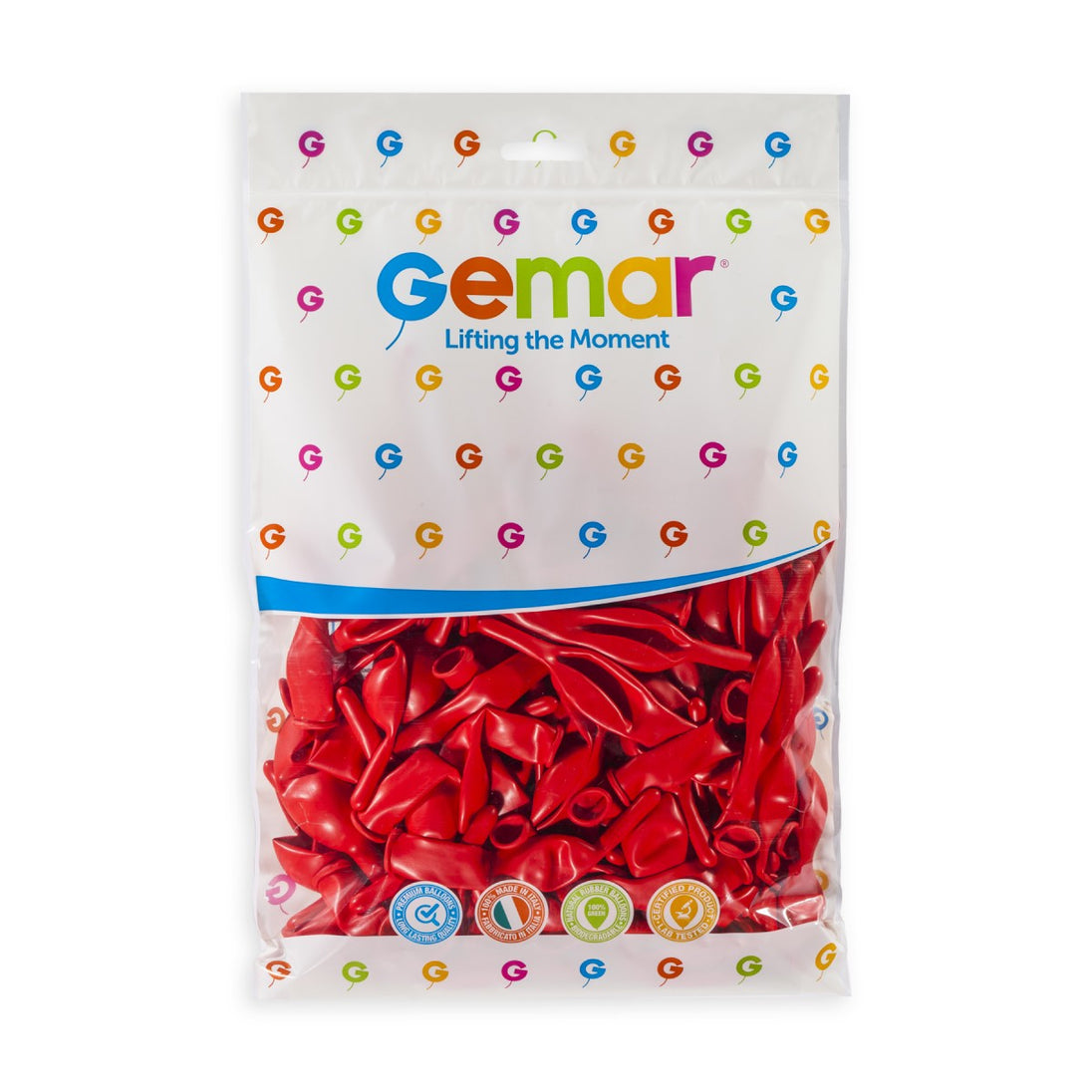Gemar 6" Red #045 GL6 100pcs Link Balloons — Italian store pack original 1200px