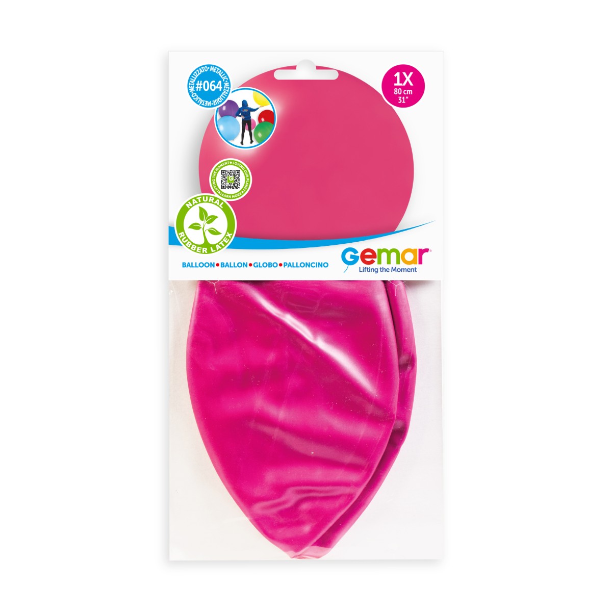 Gemar 31" Metallic Fuchsia #064 GM30 1pc Round Balloon — Italian store hang-pack original 1200px