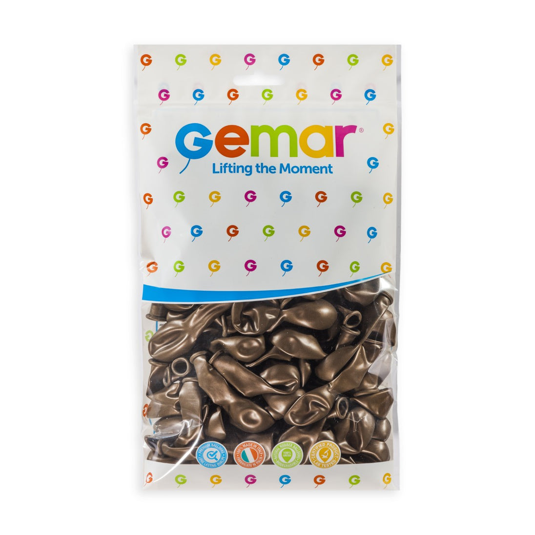 Gemar 5" Metallic Brown #066 AM50 50pcs Round Balloon — Italian store hang-pack original 1200px