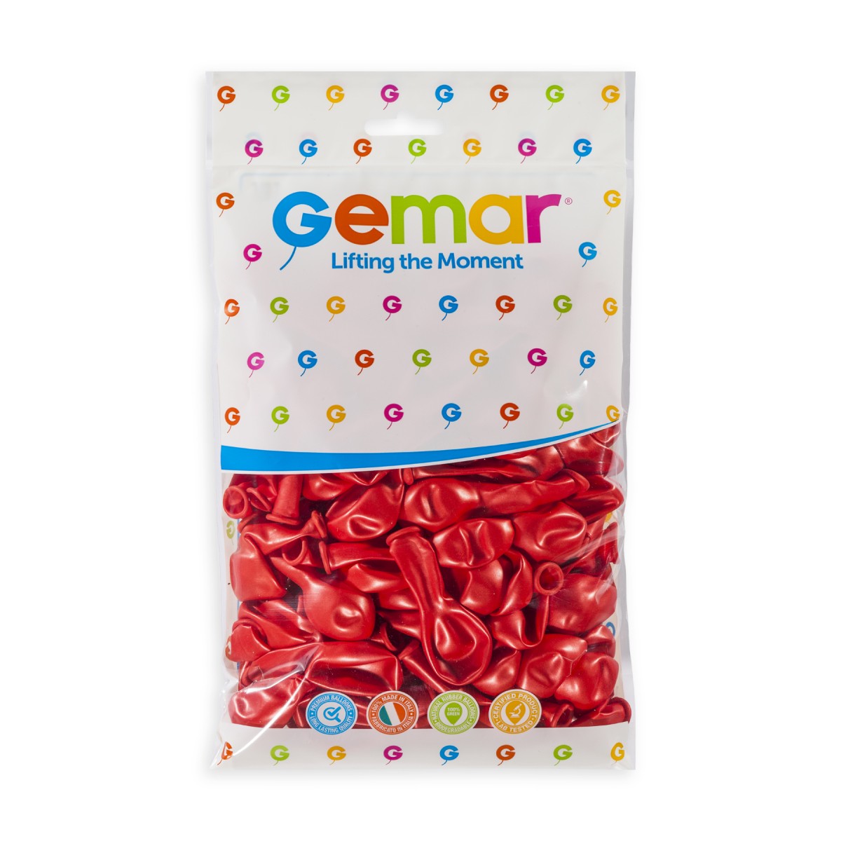 Gemar 5" Metallic Red #053 AM50 50pcs Round Balloon — Italian store hang-pack original 1200px