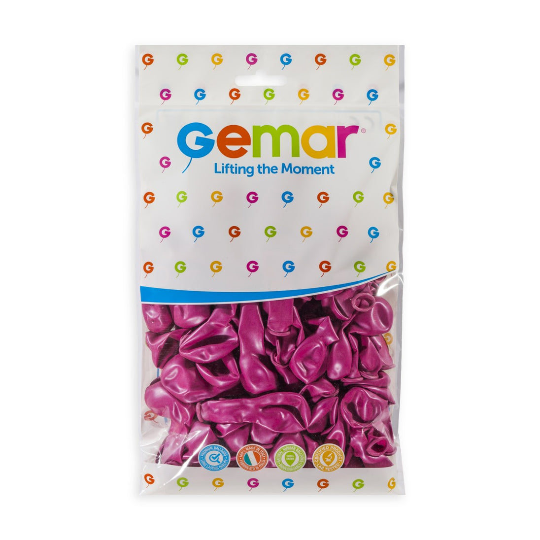 Gemar 5" Metallic Fuchsia #064 AM50 50pcs Round Balloon — Italian store hang-pack original 1200px
