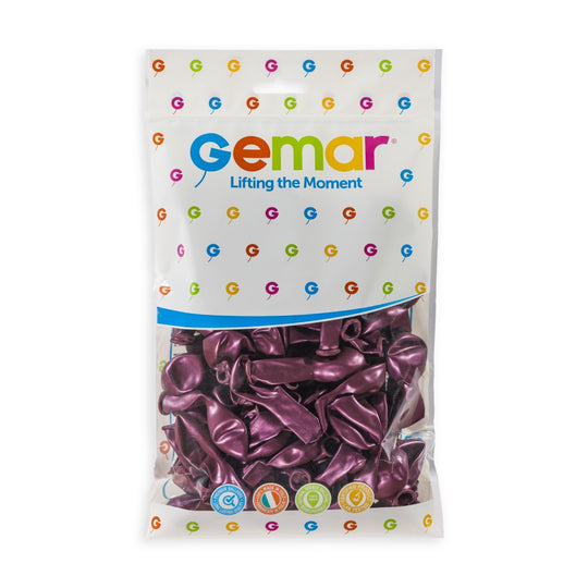 Gemar 5" Metallic Burgundy #052 AM50 50pcs Round Balloon — Italian store hang-pack original 1200px