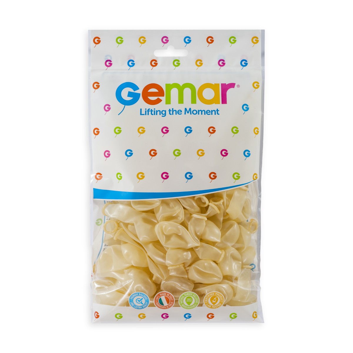 Gemar 5" Crystal Clear #000 A50 50pcs Round Balloon — Italian store hang-pack original 1200px