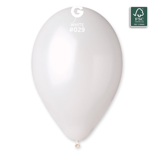 Gemar 13" Metallic White #029 GM120 50pcs Round Balloon — Italian store beauty original 1200px