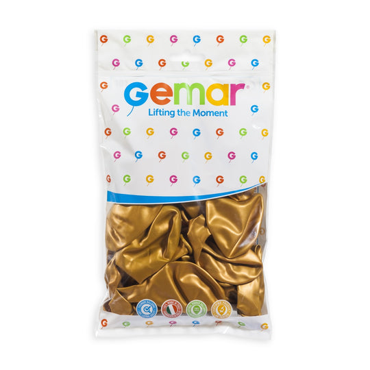 Gemar 13" Metallic Gold #039 GM120 50pcs Round Balloon — Italian store hang-pack original 1200px