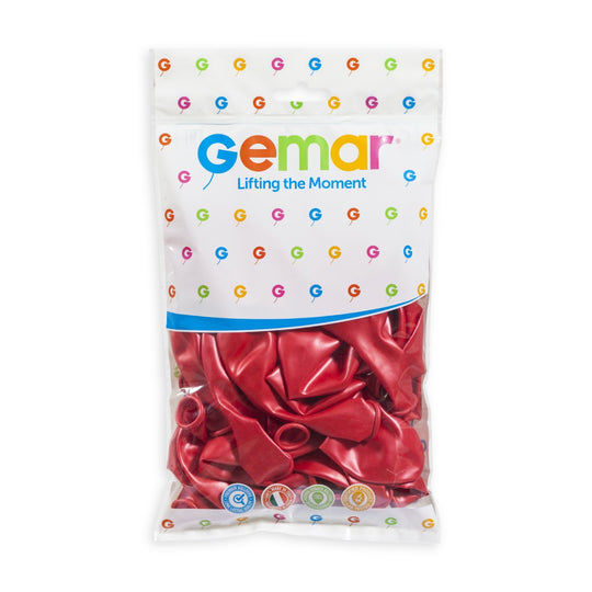 Gemar 13" Metallic Red #053 GM120 50pcs Round Balloon — Italian store hang-pack original 1200px