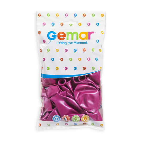 Gemar 13" Metallic Fuchsia #064 GM120 50pcs Round Balloon — Italian store hang-pack original 1200px