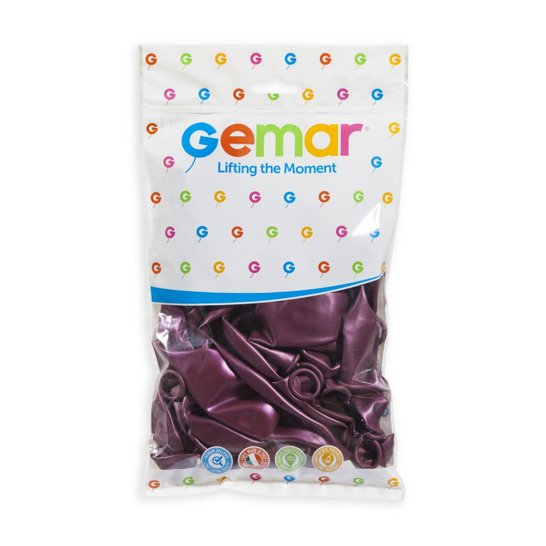 Gemar 13" Metallic Burgundy #052 GM120 50pcs Round Balloon — Italian store hang-pack original 1200px