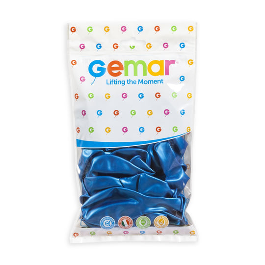 Gemar 13" Metallic Blue #036 GM120 50pcs Round Balloon — Italian store hang-pack original 1200px