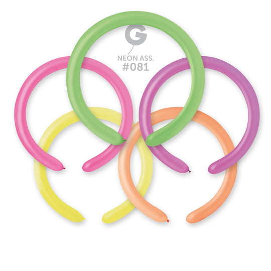 Gemar 2" Neon Assorted #081 D4 100pcs Modelling Balloons — Italian store beauty original 1200px