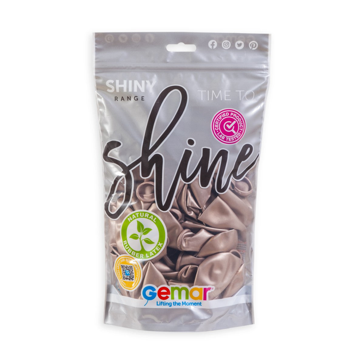 Gemar 13" Shiny Rose Gold #096 GB120 50pcs Round Balloon — Italian store hang-pack original 1200px